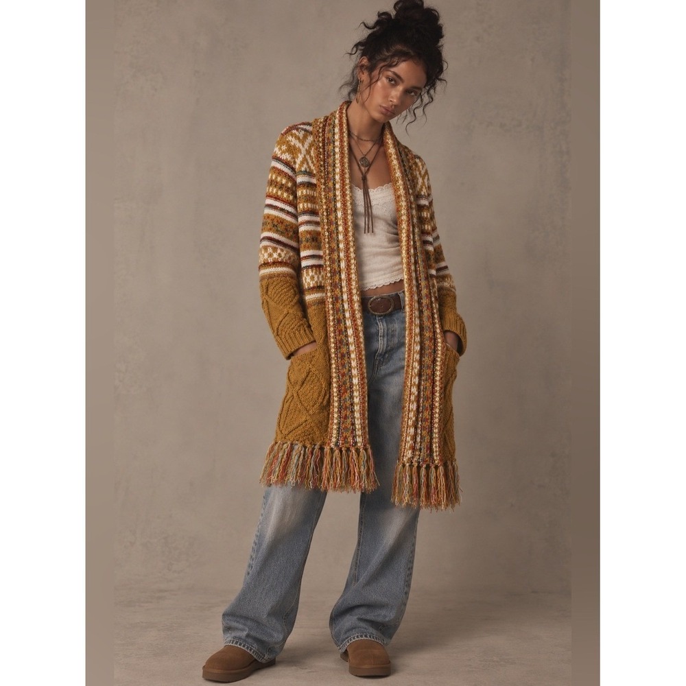 Adora Womens Duster Cardigan Sweater Large Southwestern Bohemian Aztec Western